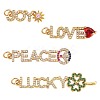 4Pcs 4 Style Eco-Friendly Brass Micro Pave Cubic Zirconia with Glass Pendants KK-SZ0005-79-1