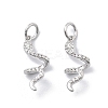 925 Sterling Silver Micro Pave Clear Cubic Zirconia Snake Pendants STER-D302-06S-1
