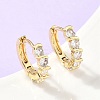 Flat Round Brass Micro Pave Clear Cubic Zirconia Hoop Earrings EJEW-Z102-19G-1