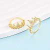 Brass Micro Pave Cubic Zirconia Cuff Rings for Women KK-T071-70G-1