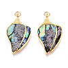304 Stainless Steel Pave Natural Paua Shell Pendants STAS-N115-20B-G-1