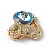 Real 18K Gold Plated Rack Plating Brass Micro Pave Clear Cubic Zirconia Pendants KK-C015-14G-10-2