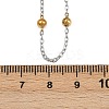304 Stainless Steel 3MM Round Bead Cable Chain Necklaces for Women NJEW-G177-03A-GP-5