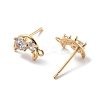 Brass Clear Cubic Zirconia Stud Earring Findings KK-A238-01D-G-2
