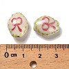 Flower Theme Printed Handmade Porcelain Beads LAMP-D303-06A-02-4