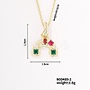Simple Cute Style Rainbow Shape Brass Coloful Cubic Zirconia Pendant Necklace with Cable Chain for Women Girl DR2102-2-1