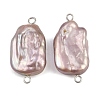 Natural Freshwater Pearl Keshi Pearl Nuggets Connector Charms STAS-D378-14P-1