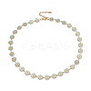 Enamel Daisy Link Chain Necklace NJEW-P220-01G-06-1