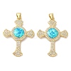 Rack Plating Brass Micro Pave Cubic Zirconia Pendants KK-P268-17G-G-1