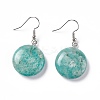 Natural Amazonite Flat Round Dangle Earrings EJEW-D188-03P-10-1