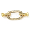 Rack Plating Brass Micro Pave Clear Cubic Zirconia Fold Over Clasps KK-A234-021B-G-1