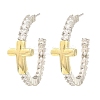 Rack Plating Brass Cross Stud Earrings EJEW-H117-03GP-1