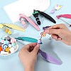 11Pcs 11 Colors Spray Printed Alloy Feather Pendant Bookmarks AJEW-SZ0002-64-4