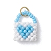 Glass Seed Beaded Handbag Pendants PALLOY-MZ01217-02-1