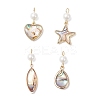 4Pcs 4 Styles Brass Enamel Imitation Abalone Shell Pendants PALLOY-JF04291-1