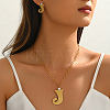 201 Stainless Steel Letter J Pendant Necklace & Stud Earring Set for Women Party and Formal Wear RX6968-3