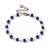 Rondelle Cube Glass & Brass Link Chain Bracelets BJEW-L685-09P-1