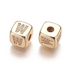 Brass Micro Pave Cubic Zirconia Beads KK-K238-16G-W-2