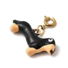 304 Stainless Steel Enamel Dachshund Pendant Decorations STAS-H252-02G-2
