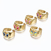 (Jewelry Parties Factory Sale)Brass Enamel Cuff Rings RJEW-S045-074-NR-2