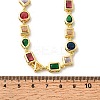 Brass Pave Colorful Cubic Zirconia Geometric Link Chain Necklaces NJEW-P337-01G-5