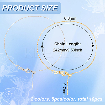 10Pcs 2 Colors Brass Box Chains Slider Bracelet Making KK-BC0013-29-1