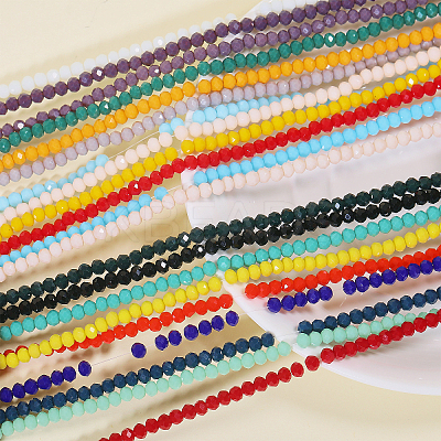 21 Strands 21 Colors Opaque Solid Color Glass Beads Strands EGLA-GO0001-03-1