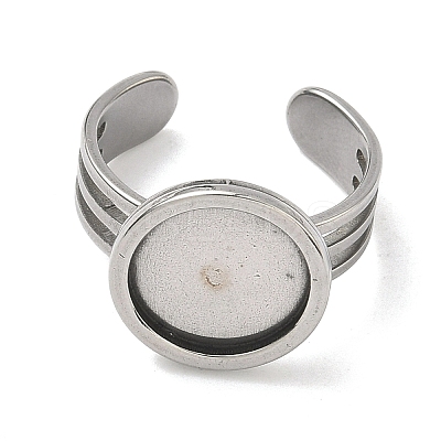 304 Stainless Steel Cuff Ring Findings STAS-B126-11A-P-1