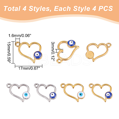 16Pcs 4 Style 304 Stainless Steel Enamel Pendants STAS-DC0010-35-1