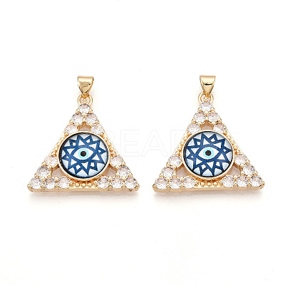 Brass Micro Pave Clear Cubic Zirconia Pendants for Women KK-T070-90A-07-1