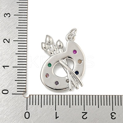 Rack Plating Brass Pave Colorful Cubic Zirconia Pendants X-KK-Z048-05P-1