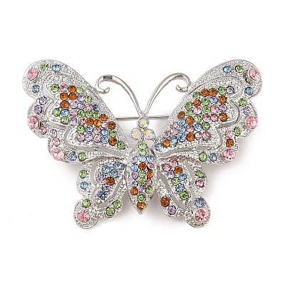 Butterfly Zinc Alloy Rhinestone Brooches for Backpack Clothes JEWB-S027-04A-1