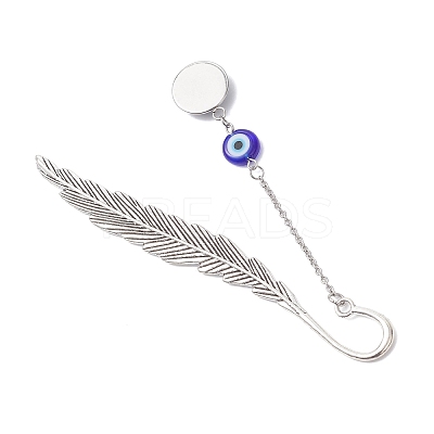 Tibetan Style Alloy Feather Bookmarks AJEW-JK00397-1