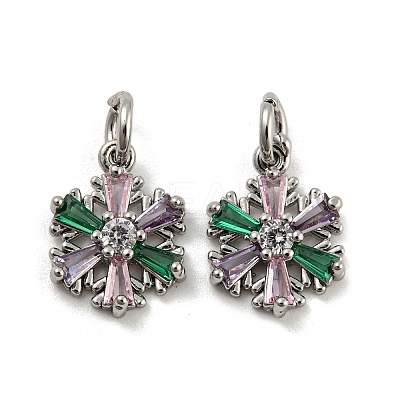Brass Micro Pave Colorful Cubic Zirconia Pendants KK-G490-24P-1