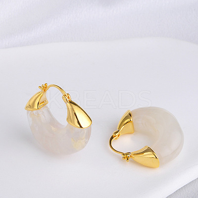 Brass Resin Hoop Earrings FS-WG9E07E-04-1