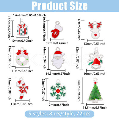 72Pcs 9 Styles Christmas Theme Alloy Enamel Pendants ENAM-CA0001-89-1