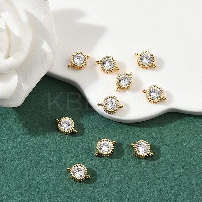 SHEGRACE Brass Pave Clear Cubic Zirconia Flat Round Connector Charms XGRQ3D730-500G-1