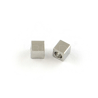 Tarnish Resistant 201 Stainless Steel Cube Spacer Beads STAS-S040-10-1