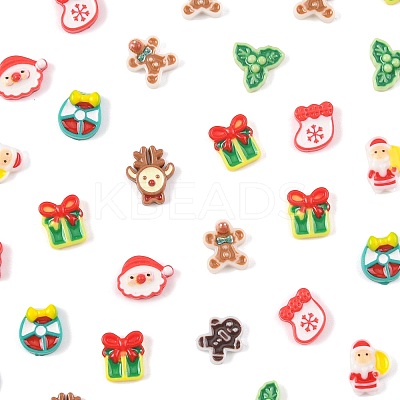 100Pcs 10 Styles Christmas Luminous Resin Cabochons RESI-FS0002-40-1