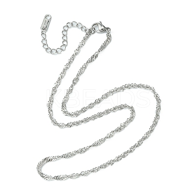 304 Stainless Steel Singapore Chain Necklace for Men Women NJEW-YW0001-11-1