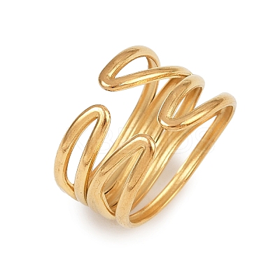 304 Stainless Steel Adjustable Open Cuff Rings for Women RJEW-K299-02G-1