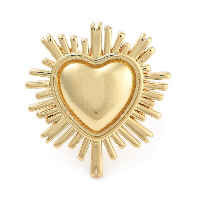 Brass Heart Open Cuff Ring for Women RJEW-C102-23G-1