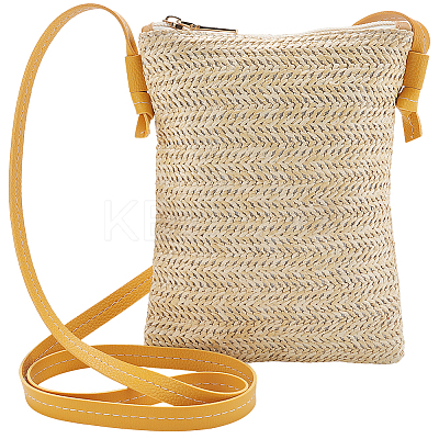 Straw Zipper Crossbody Bags AJEW-WH20019-41-1