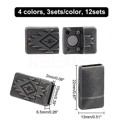 12Sets 4 Colors Alloy Magnetic Clasps FIND-CA0004-60-1
