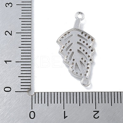 Rack Plating Brass Micro Pave Clear Cubic Zirconia Hollow Leaf Connector Charms KK-A234-055P-1