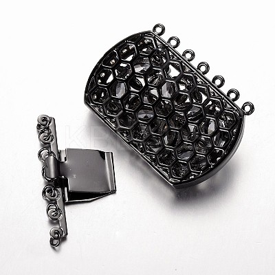 Brass Cubic Zirconia Box Clasps ZIRC-O020-08B-NR-1