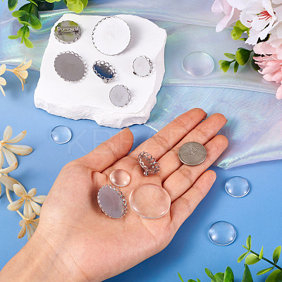 DIY Blank Dome 304 Stainless Steel Brooch Making Kit DIY-TA0009-60-1