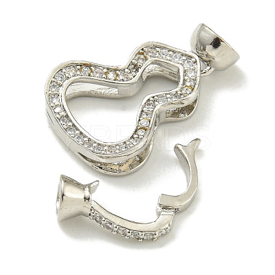 Rack Plating Brass Micro Pave Cubic Zirconia Fold Over Clasps KK-K386-07P-1