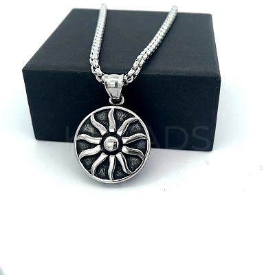 Vintage Sunflower Pendant 304 Stainless Steel Necklaces for Women Men PF9276-1
