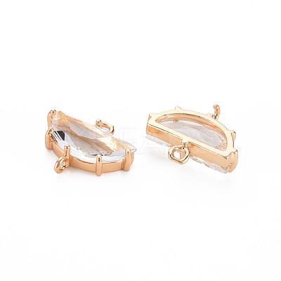 Transparent Faceted Glass Connector Charms GLAA-T021-25D-RS-1
